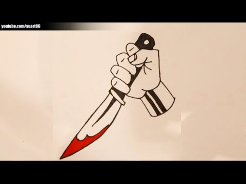How To Draw A Knife With Blood Youtube