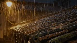 Beat Insomnia with Shaking Storms, Heavy Rain, Strong Winds, and Loud Thunder on Peeling Roof Tiles