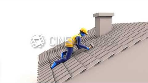 CinemaStock - 3D-Animation - 3D Animation of Blue Worker Fixing a Roof that requires the V-Ray Plugi