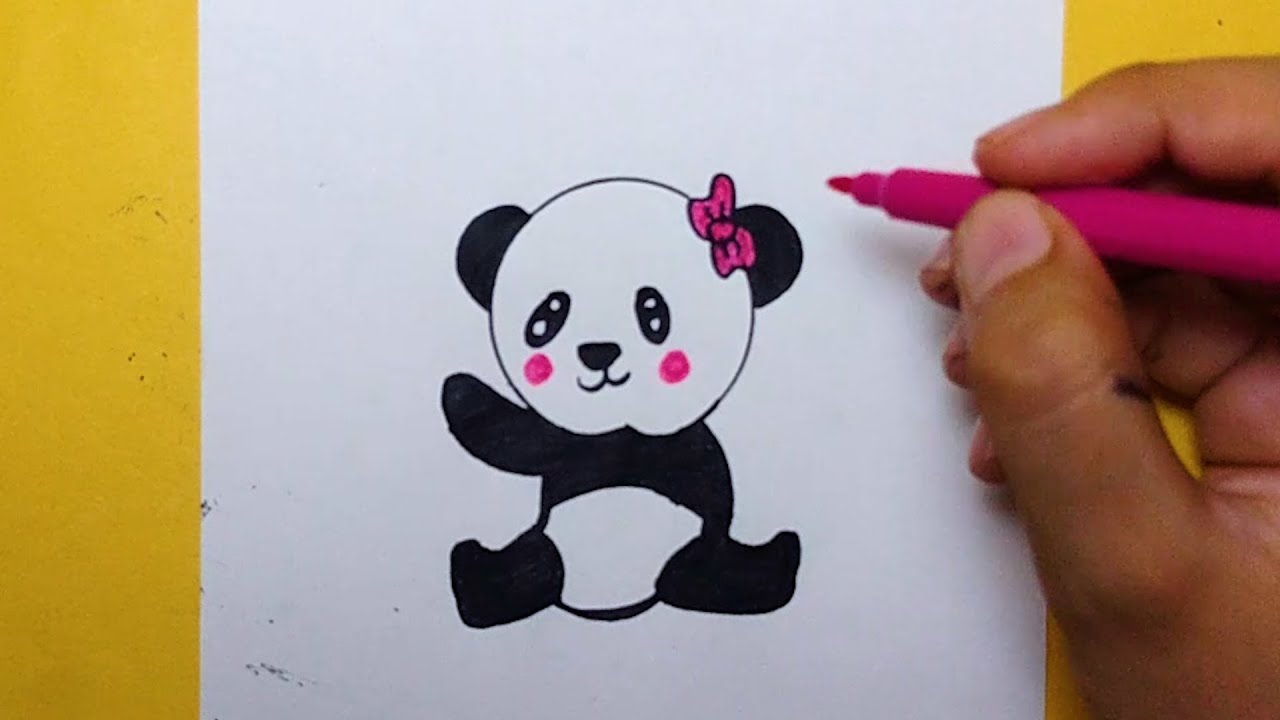 Learn how to draw a cute baby Panda step by step ♥ very simple tutorial  #panda #drawings #kawaii #tutorial #draw…