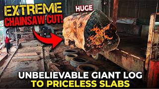 Extreme Chainsaw Wood Cutting: Turning A Giant Timber Into Priceless Slabs
