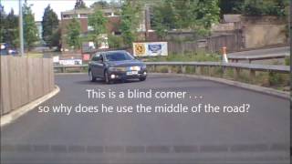 Middle of road on blind corner