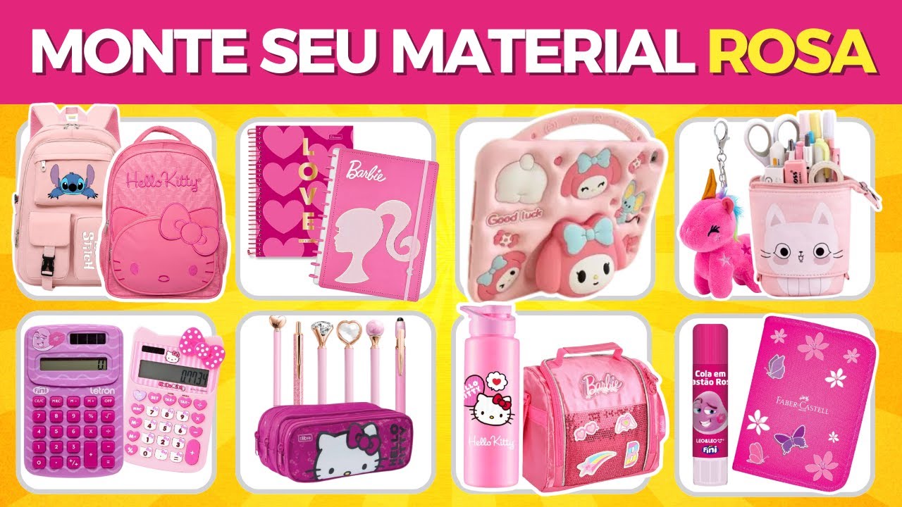 📔🎨MONTE SEU KIT ESCOLAR ROSA DOS SONHOS 💗📚 QUIZ INTERATIVO 