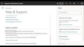Business Central: Easily copy Tenant ID, environment and session details when reporting a problem
