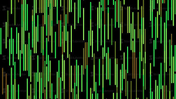 Abstract short narrow lines of green color flowing from the bottom to the top on black background