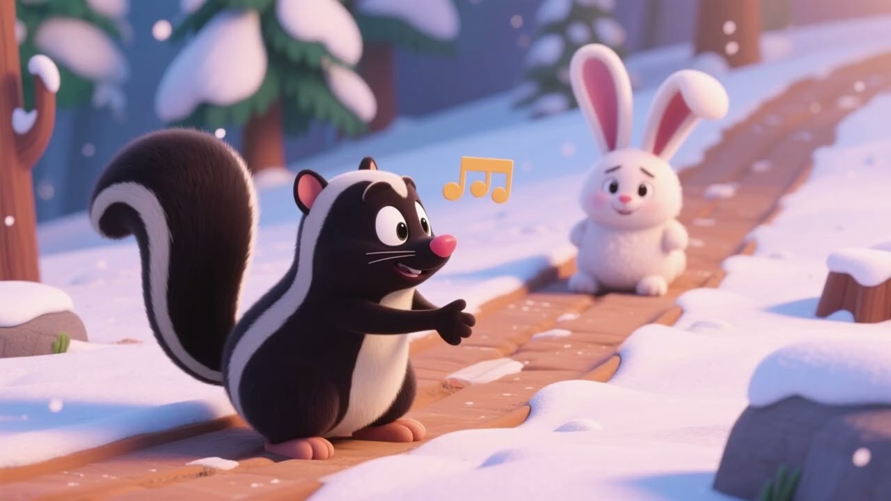 Skunk’s Winter Bunny Track Song ❄️🦨🐰 | Fun Nursery Rhyme & Kids Winter Adventure