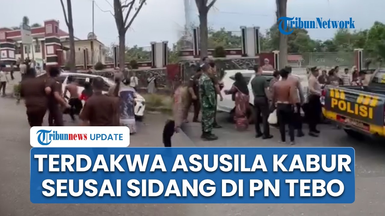 Detik-detik Terdakwa Asusila Kabur seusai Sidang di PN Tebo Jambi, Petugas Dilempari Batu