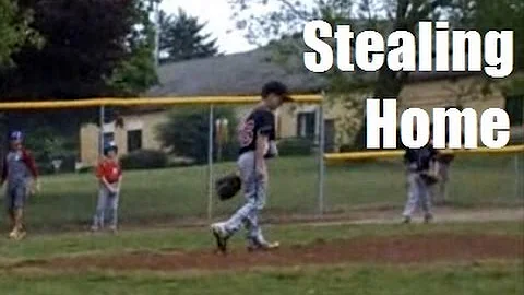 Smart base runner steals home easily. How to steal home in baseball.