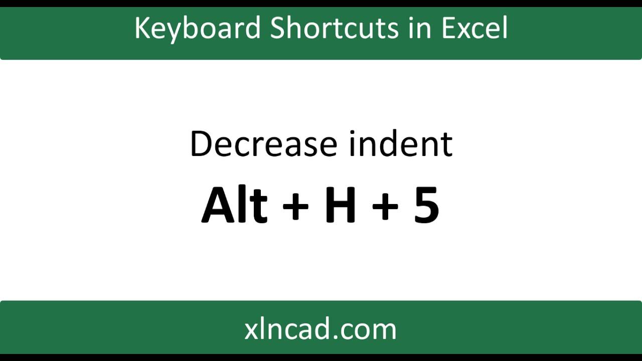Excel Shortcut to Decrease Indent YouTube