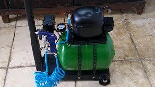 Compressor com Motor de Geladeira e botijão de refrigerante