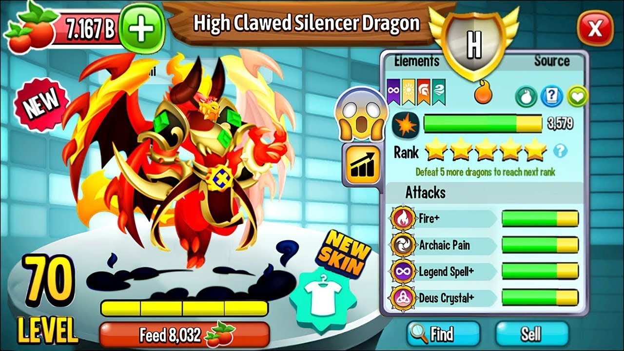 Улучшение глушителя High Clawd 5 🌟 Уровня 70 | Город Драконов