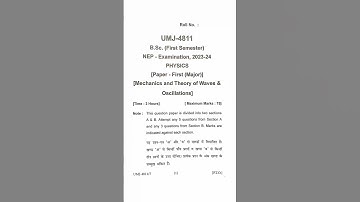 B.Sc. Sem.1 Physics Paper NEP 2023-24 | Kumaun University |  #bsc #physics  #exam