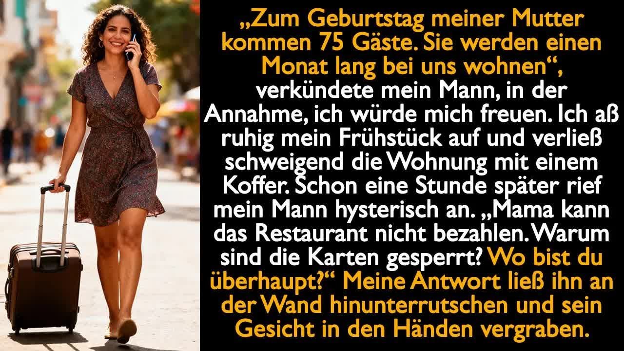 Ich verließ schweigend die Wohnung mit einem Koffer  Schon eine Stunde später rief mein Mann an