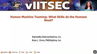Human-Machine Teaming: What Skills do the Humans Need? [I/ITSEC 2020]