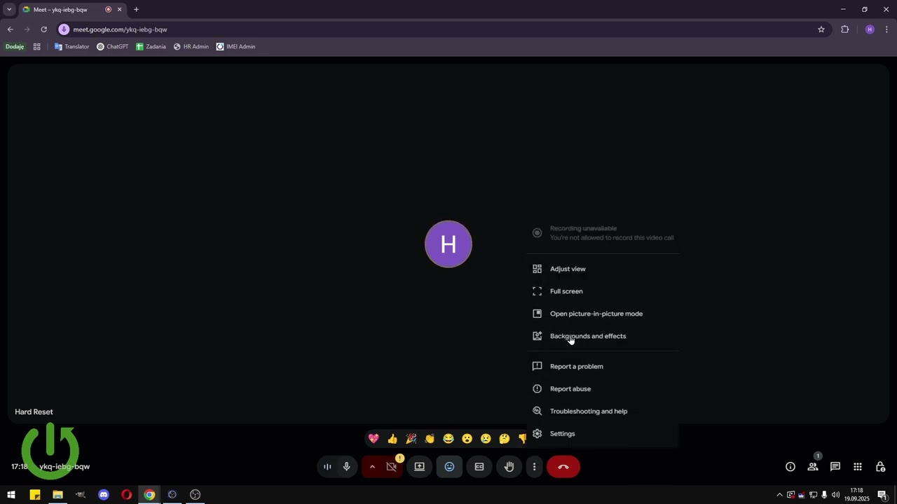 Как убрать размытие в Google Meet