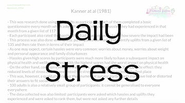 Daily Stress | Revision for Psychology A-Level and IB