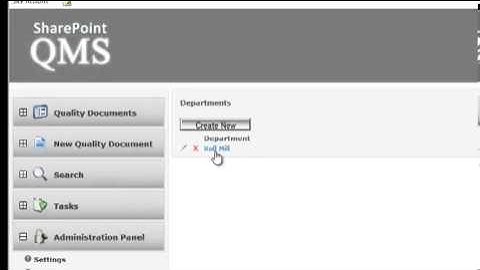 SharePoint QMS - Department Setup