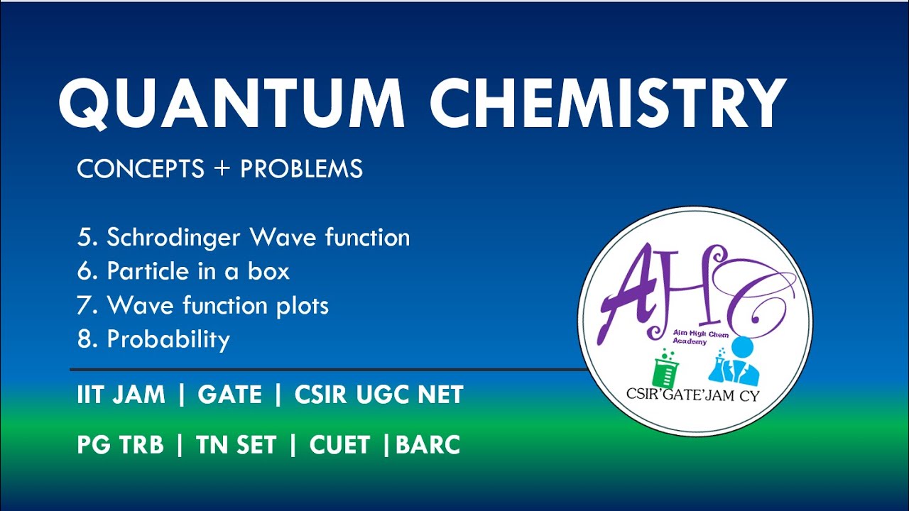Schrodinger Wave Function Quantum Chemistry JAM GATE CSIR PG Schrodinger wave function quantum chemistry jam gate csir pg