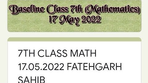 Solution 7th Class Maths Baseline Test 17/05/2022