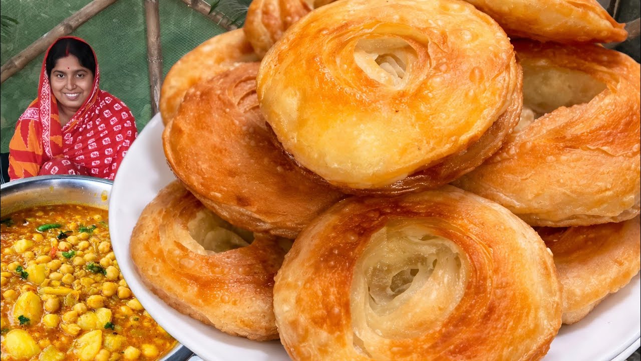 ঢাকাই পরোটা ও কাবলি ছোলার তরকারি। লেয়ার দেখলে অবাক হবেন!// dhakai parotta