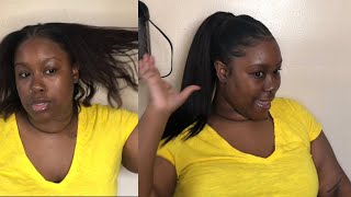 How I Did My Extended Ponytail ft Purple Pack Hair | Edges Tutorial | Shay Medina