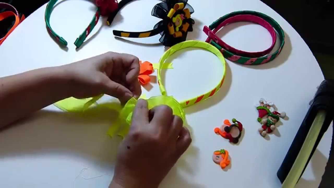 Crea Diademas Navideñas Forradas Facilmente y decorads con moños , YouTube