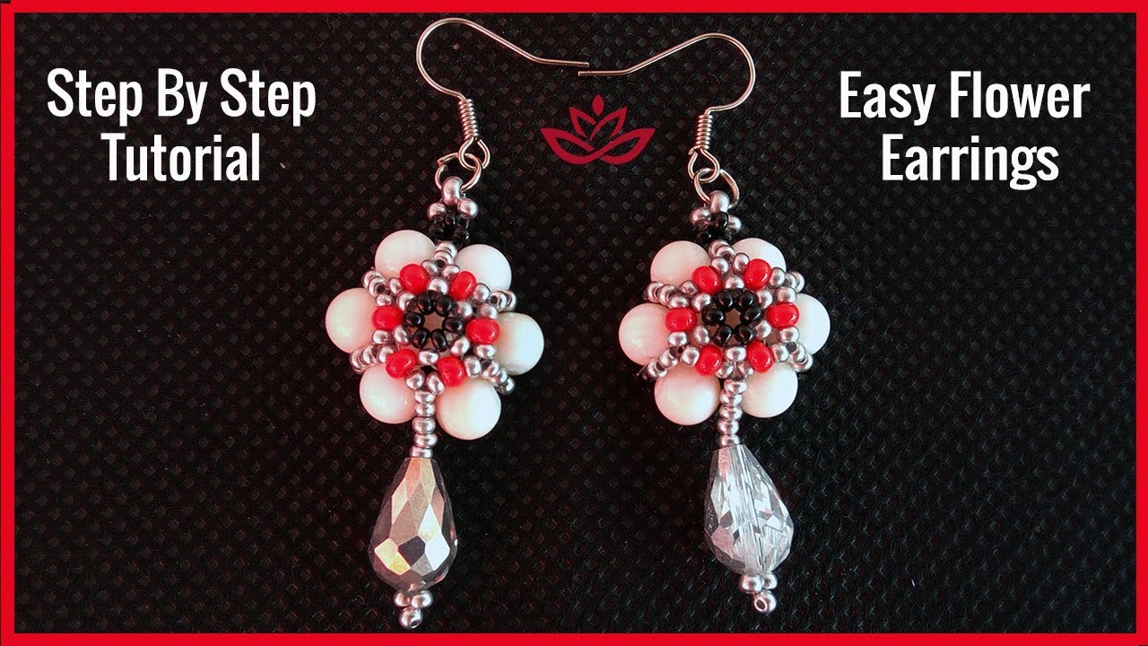 DIY Flower Earrings with Pearls and Seed Beads Tutorial YouTube