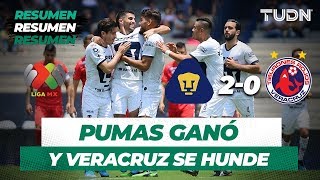 Resumen Pumas 2 - 0 Veracruz Liga Mx Apertura 2019 Jornada 5 Tudn