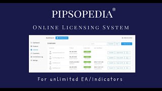 Pipsopedia license management system for Forex MT4/ MT5 EA and Indicators.