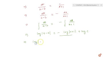 Find a particular solution of the differential equation `(x+1)(dy)/(dx)=2e^(-y)-1` given that `y...