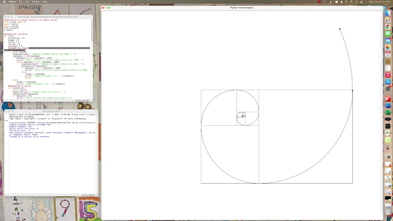 La spirale de Fibonacci en Python - YouTube