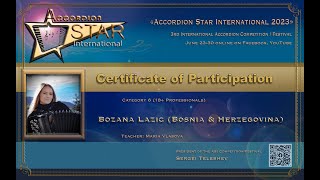 Bozana Lazic (Bosnia and Herzegovina) Cat.6 (18+ Professionals) Accordion Star International 2023