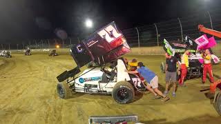 Lawrenceburg Speedway 305 wing sprint feature wreck both drivers to the work area. 4-25-2026