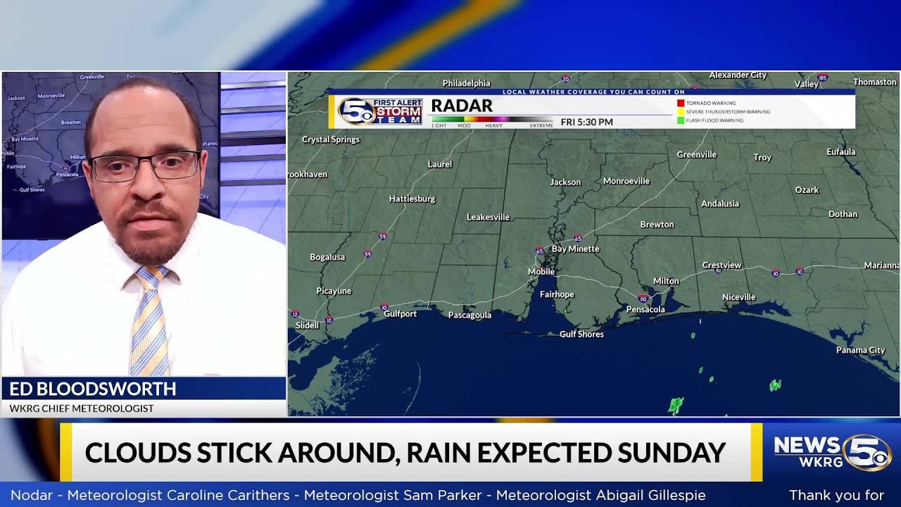 FORECAST | Clouds stick around tonight, Rain arrives Sunday - YouTube