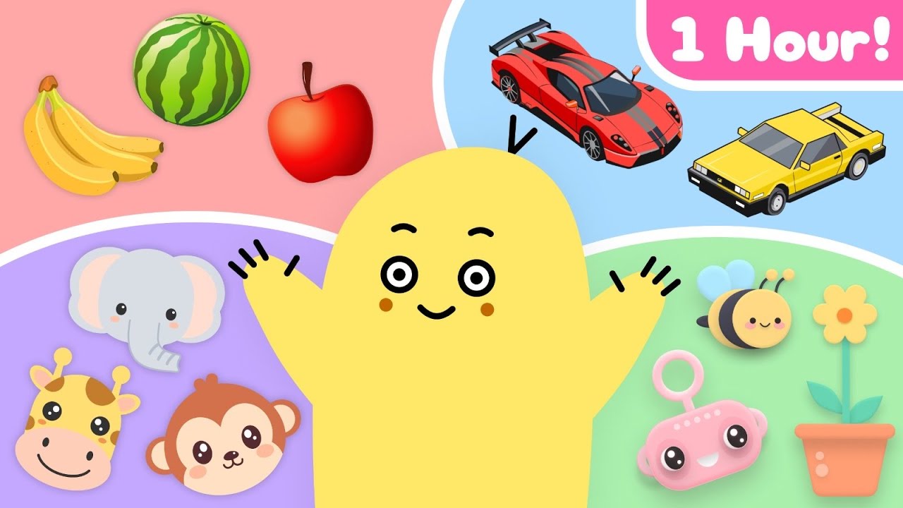 Toddler Learning Games! Colors, Shapes, Animals & More! 1 Hour Compilation!