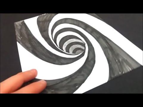 3 Boyutlu Delik Çizimi___ Drawing a Spiral Hole - Anamorphic Trick Art ...