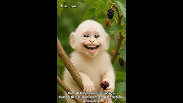 Cute Baby Monkey Climbing Mulberry Tree and Laughing While Eating#comedy #monkey #animals