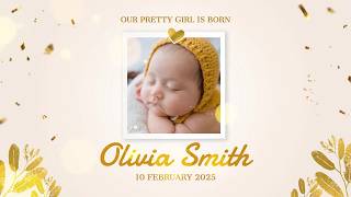 Free Gold Elegant Baby 1st Birthday Greeting Slideshow Video Template (Customizable) - FlexClip