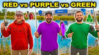 1v1v1 Walmart ONE COLOR ONLY Fishing CHALLENGE!!! (New Pond PB) Content