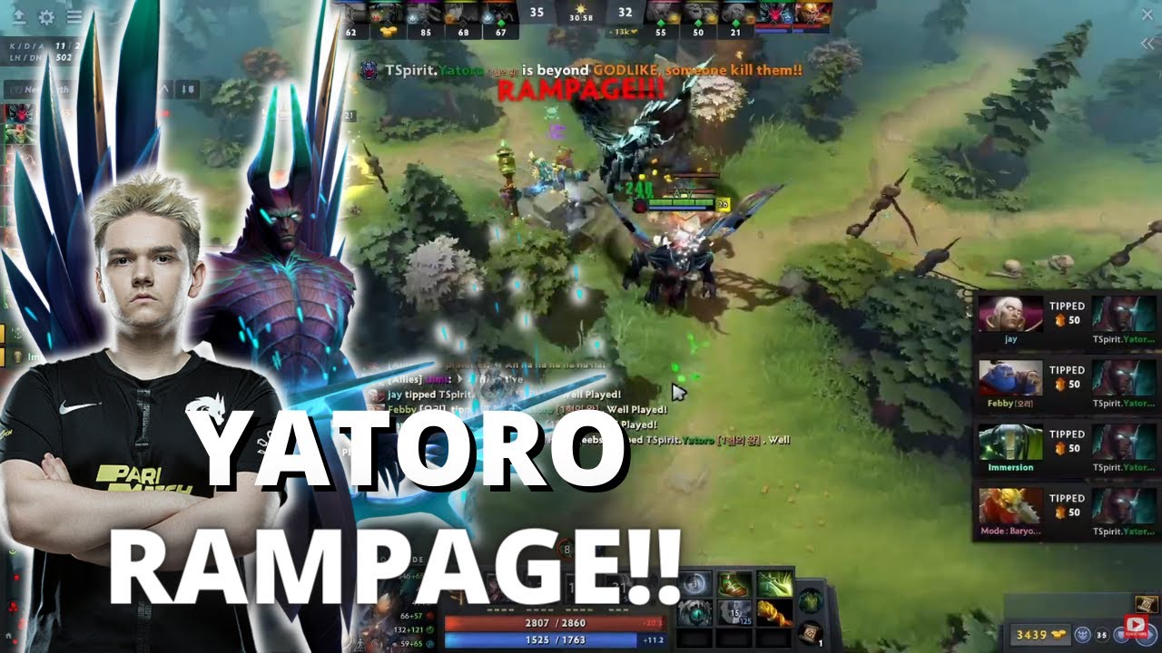 Yatoro Terrorblade Rampage and Tipped - Dota 2 7.30e