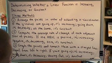 Determining Whether a Linear Function is Increasing, Decreasing or Constant
