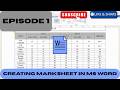 Creating a marksheet in MS WORD || Part 1#msword #education #public #learning#tutorial#nonfollowers