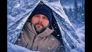 Cold Weather Camping Gone Wrong | Tinfoil Shelter Survival in Deep Snow