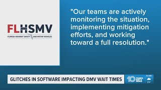 Glitches in software are impacting DMV wait times around the State of Florida