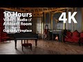 4K HDR 10 hours  - Ambient Music Room with Fireplace &amp; Crackling Audio - relaxing, warm, calming