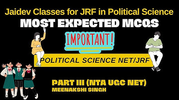 Most Expected Questions Part III I NTA UGC NET/JRF I Meenakshi Singh