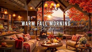 Stay Inside a Beautiful Coffee Shop Ambience 🍂 Warm Fall Morning Jazz Music for Relaxing & Studying screenshot 5