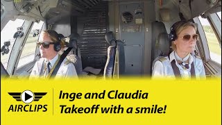 Captain Inge and F/O Claudia in Action: LH Cargo MD-11F Cockpit Takeoff from Frankfurt! [AirClips]