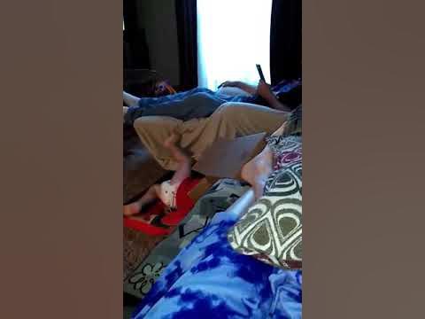 Cheeky Baby Tries To Take His Diaper Off 