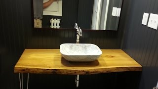 When my customer said she wanted a live edge counter top in her downstairs bathroom I jumped at the opportunity to do the job. 
